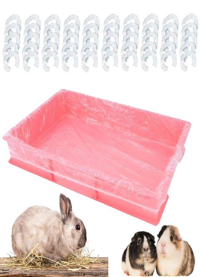 Klmnop 50 Pcs Disposable Rabbit Cage Liners, Clear Plastic Cage Liner, 35'' X 23'' Elastic Pet Toilet Film Tray Covers for Bunny, Hamster, Totoro, Hedgehog Small Animals(Clear) - Image 1